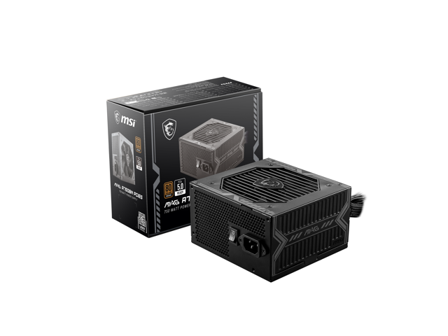 MSI - MAG A750BN PCIE5, 80+ BRONZE non-Modular Gaming PSU, 12V-2x6 Cable, PCIE 5.1 Ready, 750W Power Supply