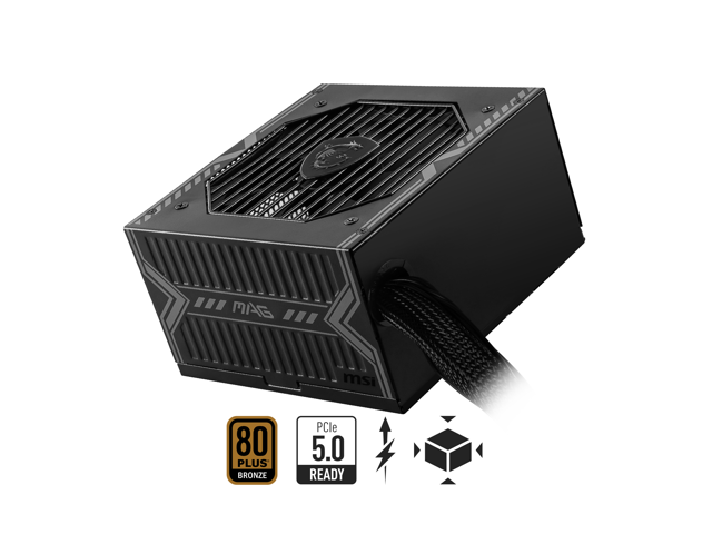 MSI MAG A750BN PCIE5, Non-Modular Compact Gaming 750W Power Supply, 80+ Bronze, Low-Noise Fan,12V-2x6 Cable, PCIE 5.0 Ready, 5 Year Warranty