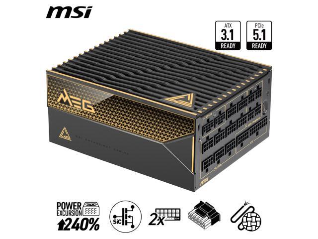 MSI - MEG Ai1600T PCIE5 1600W ATX 3.1 & PCIe 5.1 Ready Full Modular 80 Plus Titanium Gaming Power Supply - Black - image 3