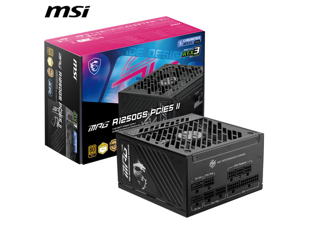 MSI MPG A1250GS PCIE5 II, Fully Modular Gaming 1250W Power Supply, 80+ Gold, Dual 12V-2x6 Cables, Server-Grade Capacitor, ATX 3.1 & PCIe 5.1 Ready,...