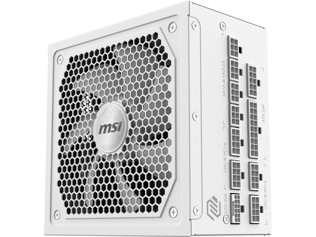 MSI MAG A1000GL PCIE5 WHITE, Fully Modular Compact Gaming 1000W Power Supply, 80+ Gold, ATX 3.1 & PCIe 5.1 Ready, Native Dual-color 12V-2x6 cable,...