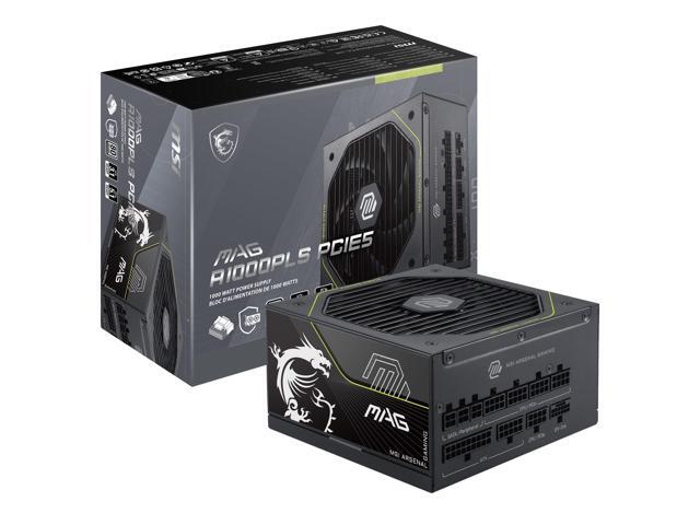 MSI MAG A1000PLS PCIE5, Fully Modular Gaming 1000W Power Supply, 80+ Platinum, Native 12V-2x6 Cables, GPU Safeguard, 105Â°C Main Capacitor, Fan.