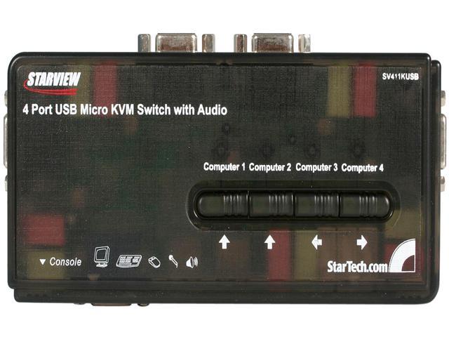 StarTech.com SV411KUSB 4 Port Mini USB KVM Kit with Cables and Audio Switching