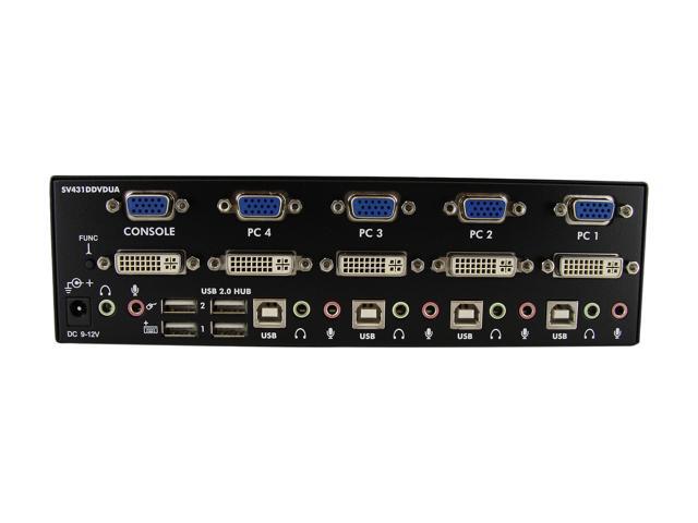 StarTech. com SV431DDVDUA 4-Port DVI and VGA, USB KVM Switch with Audio and USB 2.0 Hub