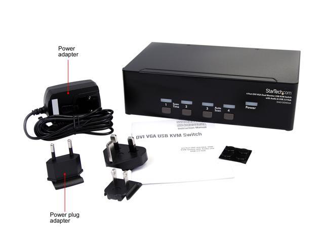 StarTech. com SV431DDVDUA 4-Port DVI and VGA, USB KVM Switch with Audio and USB 2.0 Hub
