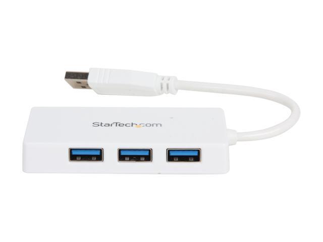 StarTech. com ST4300MINU3W 4 Port USB 3.0 Hub - Built-in Cable - Compact - SuperSpeed - White - USB Splitter - USB Port Expander - USB 3 Hub