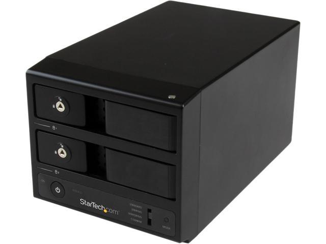 StarTech.com S352BU33RER Black USB 3.0 / eSATA Dual-Bay Trayless 3.5" SATA III Hard Drive Enclosure with UASP