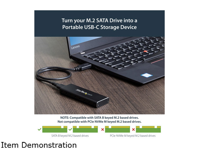 StarTech. com SM2NGFFMBU33 M.2 SSD Enclosure for M.2 SATA SSDs - USB 3.0 (5Gbps) with UASP - External M.2 SSD Enclosure - Aluminum