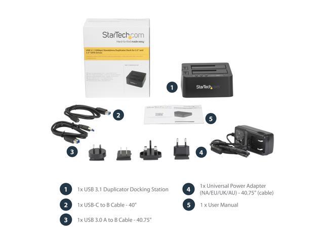 StarTech. com SDOCK2U313R USB 3.1 (10Gbps) Standalone Duplicator Dock for 2.5' & 3.5' SATA SSD / HDD - with Fast-Speed Duplication up to 28GB/min