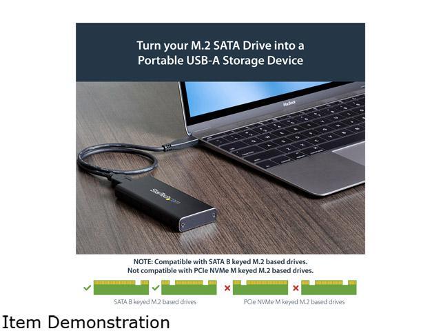 StarTech. com SM21BMU31C3 M.2 SSD Enclosure for M.2 SATA SSDs - USB 3.1 (10Gbps) with USB-C Cable - External Enclosure for USB-C Host - Aluminum