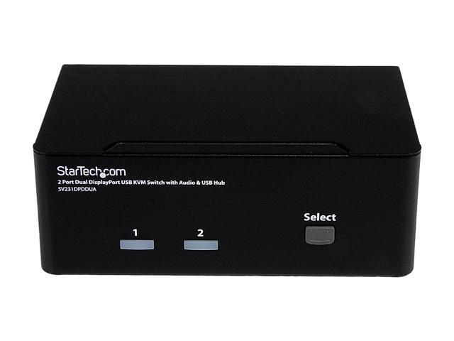 StarTech. com SV231DPDDUA2 DisplayPort KVM Switch - 2 Port - Dual-Display - 4k 60hz - USB Hub - Audio and Microphone