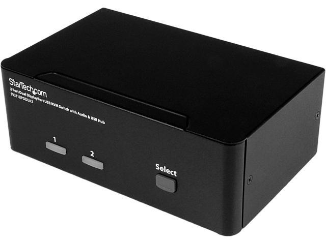 StarTech.com SV231DPDDUA2 DisplayPort KVM Switch - 2 Port - Dual-Display - 4k 60hz - USB Hub - Audio and Microphone