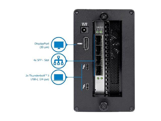 StarTech BNDTB410GSFP Thunderbolt 3 to 10 Gbe NIC - 4 x Open SFP+ Ports - External PCIe Enclosure - with DisplayPort Monitor Port - Thunderbolt 3...