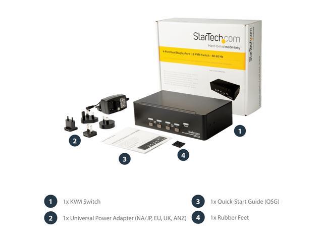 StarTech. com SV431DPDDUA2 DisplayPort KVM - 4 port - 4K 60Hz - Dual Monitor KVM - DisplayPort Switch - KVM DisplayPort - Desktop KVM Switch