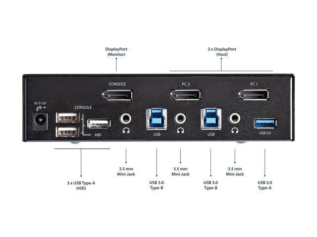 StarTech. com SV231DPU34K 2-Port DisplayPort KVM Switch - 4K 60Hz - DisplayPort 1.2 KVM Switch