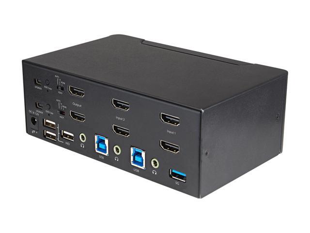 2 Port Dual Monitor HDMI KVM Switch, 4K 60Hz Ultra HD HDR, Desktop 4K HDMI 2.0 KVM Switch with 2 Port USB 3.0 Hub (5Gbps) & 4x USB 2.0 HID Port,...
