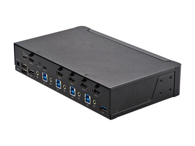 4 Port HDMI KVM Switch, Single Monitor 4K 60Hz Ultra HD HDR, Desktop HDMI 2.0 KVM Switch with 2 Port USB 3.0 Hub (5Gbps) & 4x USB 2.0 HID Ports,...