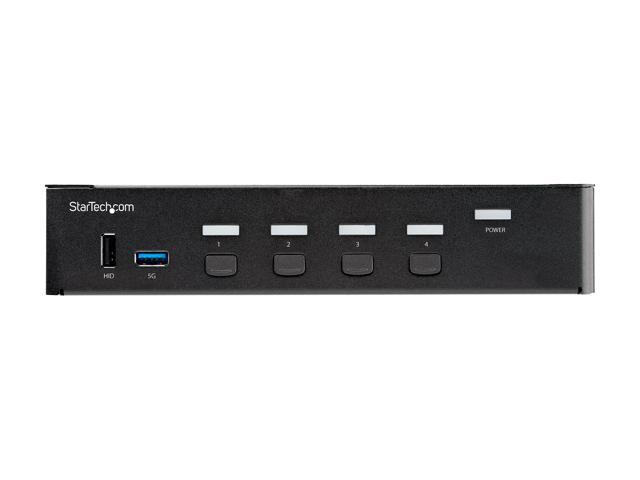 4 Port HDMI KVM Switch, Single Monitor 4K 60Hz Ultra HD HDR, Desktop HDMI 2.0 KVM Switch with 2 Port USB 3.0 Hub (5Gbps) & 4x USB 2.0 HID Ports,...