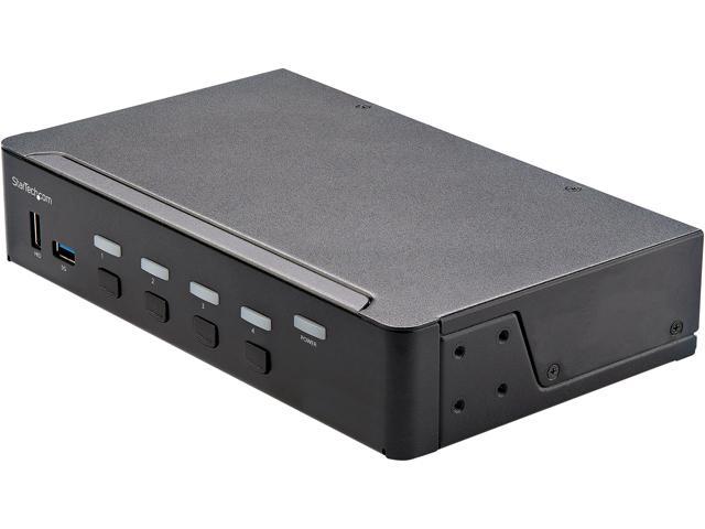 4 Port HDMI KVM Switch, Single Monitor 4K 60Hz Ultra HD HDR, Desktop HDMI 2.0 KVM Switch with 2 Port USB 3.0 Hub (5Gbps) & 4x USB 2.0 HID Ports.