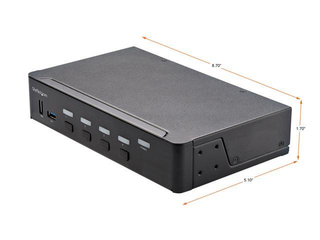 4 Port HDMI KVM Switch, Single Monitor 4K 60Hz Ultra HD HDR, Desktop HDMI 2.0 KVM Switch with 2 Port USB 3.0 Hub (5Gbps) & 4x USB 2.0 HID Ports,...