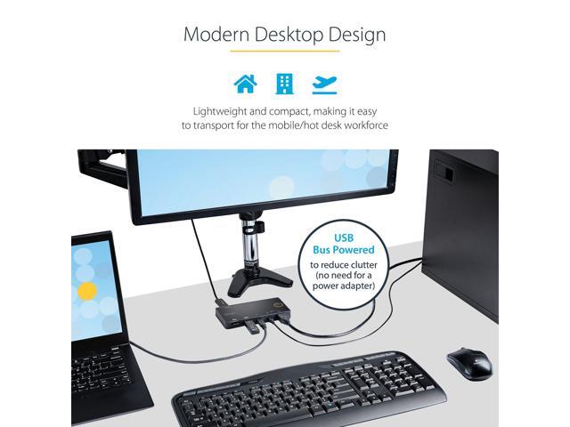 2 Port Hybrid USB-A + HDMI & USB-C KVM Switch, Single 4K 60Hz HDMI 2.0 Monitor, Compact Desktop and/or Laptop HDMI KVM Switch, USB Bus Powered,...