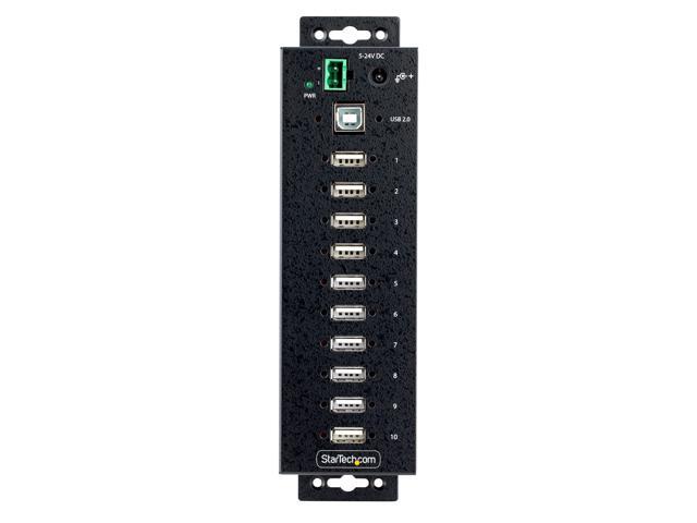 StarTech. com 10-Port Industrial USB 2.0 Hub - Rugged USB Hub w/ESD Level 4 Protection (USB210AIND-USB-A-HUB)