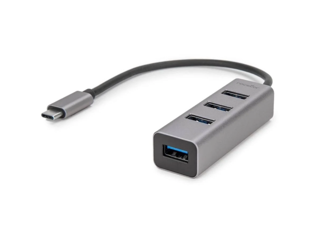 Rocstor Premium Portable 4 Port Aluminum Hub - USB-C to 4x USB-A Hub - USB 3.0 Hub Y10A228-A1