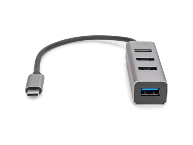 Rocstor Premium Portable 4 Port Aluminum Hub - USB-C to 4x USB-A Hub - USB 3.0 Hub Y10A228-A1