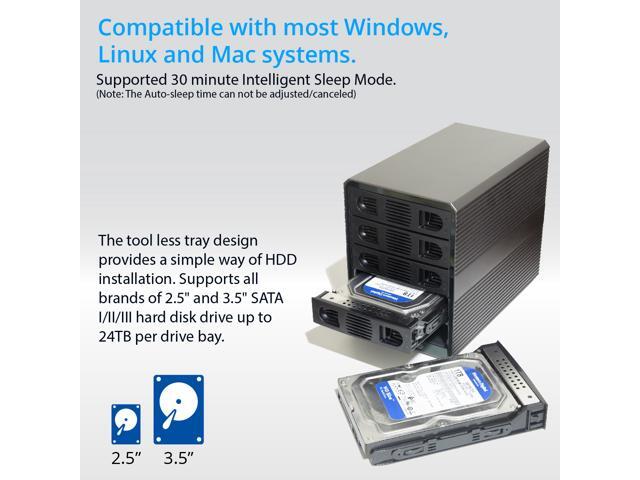 5 Bay USB 3.2 Type-C 10Gbps Daisy-Chain Hard Drive Enclosure DAS, Support 120TB (5x 24TB) 2.5' & 3.5' SATA HDD/SSD - SY-ENC50128