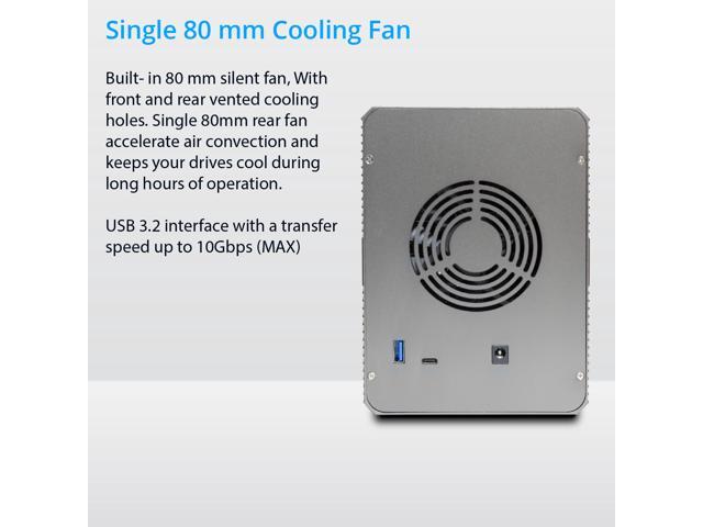 5 Bay USB 3.2 Type-C 10Gbps Daisy-Chain Hard Drive Enclosure DAS, Support 120TB (5x 24TB) 2.5' & 3.5' SATA HDD/SSD - SY-ENC50128