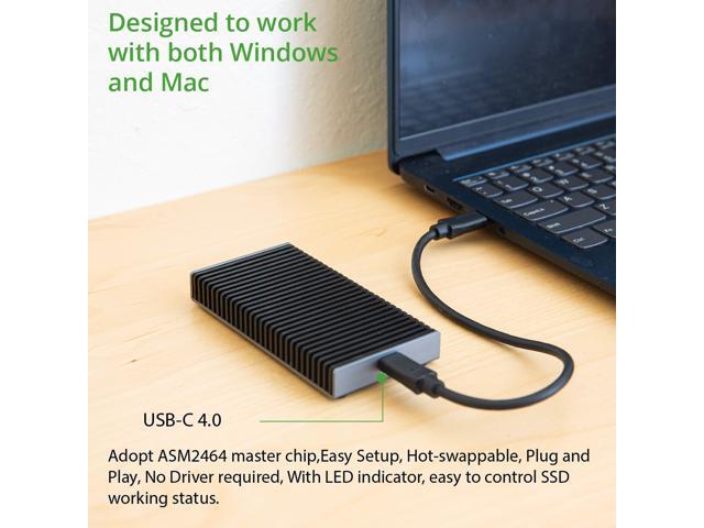 Portable NVMe USB4.0 (USB-C) SSD Ultra-Fast External SSD Drive Aluminum Enclosure (Enclosure Only)