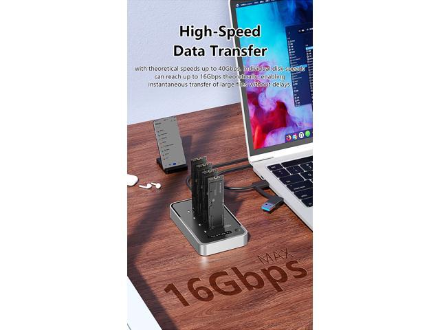 4 Bays USB4.0 (USB-C) 40G Portable NVMe (M Key, B+M Key) / NVMe / PCIe SSD (22110, 2280, 2260, 2242, 2230) Ultra Fast External SSD Docking Station...