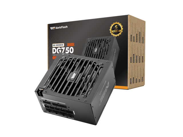 darkFlash DG750 750W Fully Modular ATX Power Supply, 80 PLUS Gold Certified, ATX 3.1 & PCIe 5.1 Ready, Native 12V-2x6 Cable, 140mm Compact Design,... PSU
