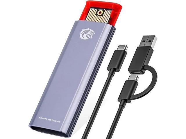 KingSpec M.2 NVMe SSD Enclosure, Tool Free NVMe PCIe SSD Adapter USB 3.1 Gen 2 10Gbps with USB C to C+A OTG Cable, Support M Key/B+M Key PCIe SSD.