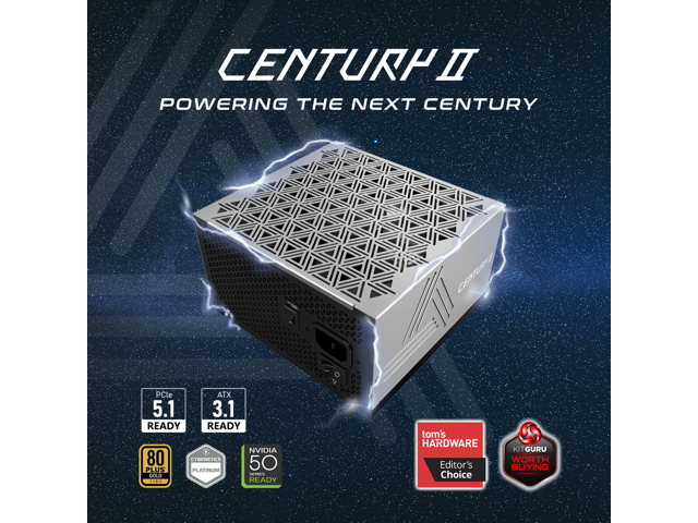 Open Box - MONTECH CENTURY II - 1050W High-End ATX Gaming Power Supply - 80 Plus Gold & Cybenetics Platinum