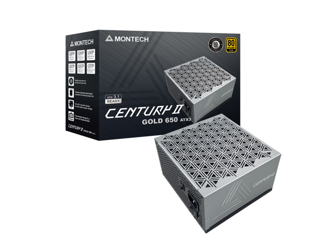 MONTECH Century II - 650W High-End ATX Gaming Power Supply - 80 Plus Gold Efficiency - Fully Modular - ATX 3.1 & PCIe 5.1 Ready with 12V-2x6 Cable... PSU