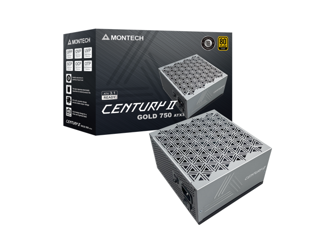 MONTECH Century II - 750W High-End ATX Gaming Power Supply - 80 Plus Gold - Efficiency - Fully Modular - ATX 3.1 & PCIe 5.1 Ready with 12V-2x6... PSU
