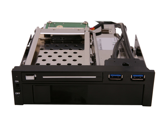 5.25' Dual Bay Mobile Rack for both 2.5' and 3.25' SATA HDD, Plus 2 USB 3.0 Ports