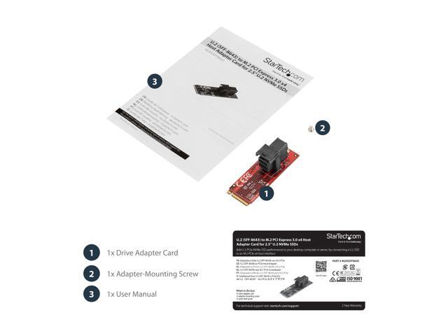 StarTech M2E4SFF8643 U.2 to M.2 Adapter - for 1 x U.2 PCIe NVMe SSD - M.2 PCIe x4 Host Interface - U.2 SSD - M.2 PCIe Adapter - U.2 Drive