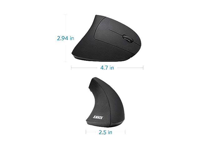 Anker 2.4G Wireless Vertical Ergonomic Optical Mouse, 800 / 1200 /1600 DPI, 5 Buttons for Laptop, Desktop, PC, Macbook - Black