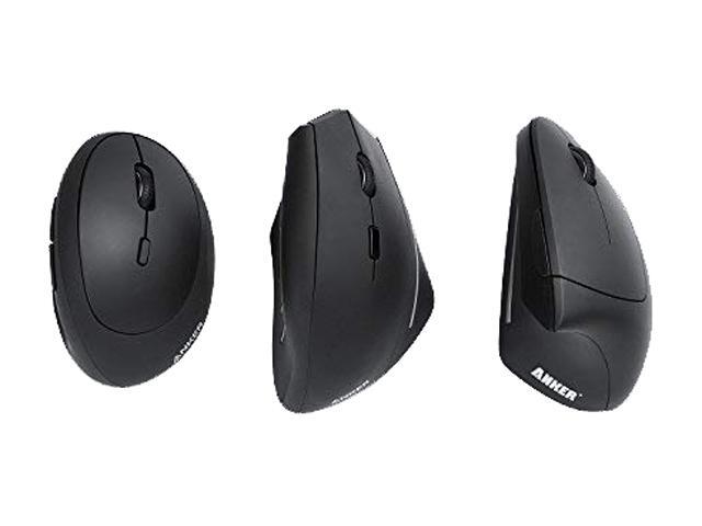 Anker 2.4G Wireless Vertical Ergonomic Optical Mouse, 800 / 1200 /1600 DPI, 5 Buttons for Laptop, Desktop, PC, Macbook - Black