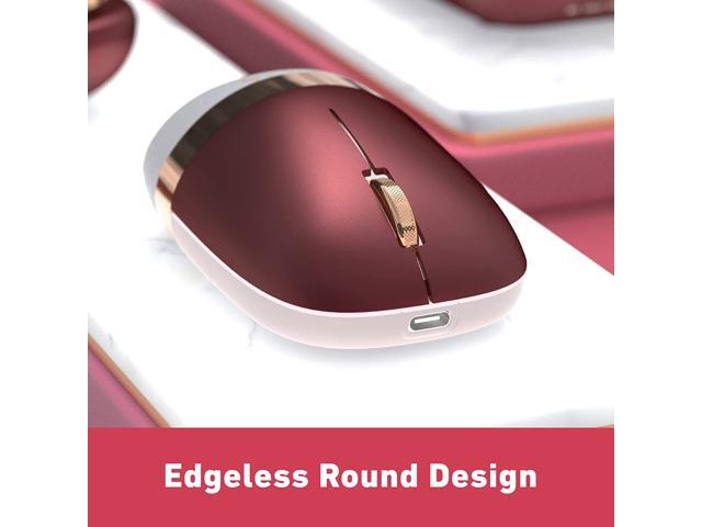 Azio IZO Wireless Bluetooth Mouse with Round Ergonomic Form, Optical Sensor, Adjustable DPI, Rechargeable, PC & Mac - Baroque Rose