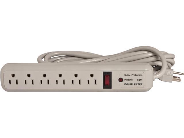 Strip Surge Protectors,1080 Joules,6 Outlets,15' Cord,Putty CCS25103