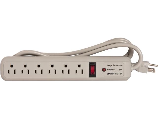 Strip Surge Protector,1080 Joules, 6 Outlets, 6' Cord, Putty CCS25102
