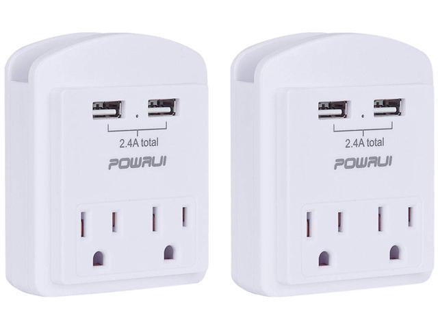 POWRUI USB Wall Charger, Small Surge Protector, USB Outlet with 2 USB Ports (2.4A Total) and Top Phone Holder for Apple, iPhone, iPad, Samsung,...