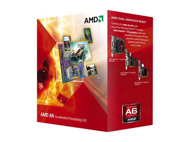 AMD A6-3500 - A-Series APU (CPU + GPU) Llano Triple-Core 2.1GHz (2.4GHz Max Turbo) Socket FM1 65W AMD Radeon HD 6530D Desktop APU (CPU + GPU) with.