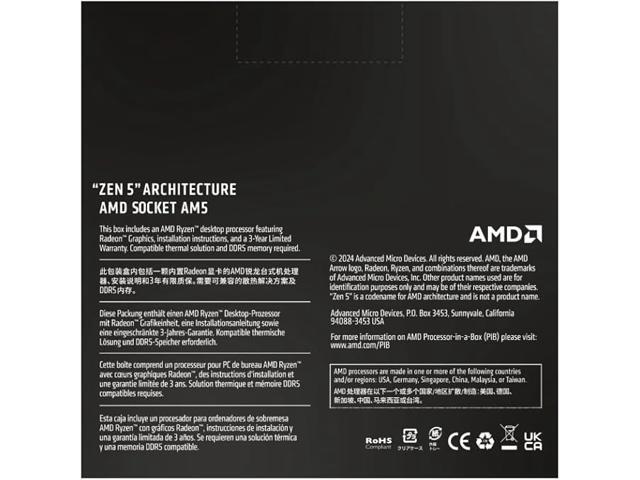 AMD - Ryzen 5 9600X 6-Core - 12-Thread 3.9 GHz (5.4 GHz Max Boost) Socket AM5 65W Unlocked Desktop Processor - Silver - image 5