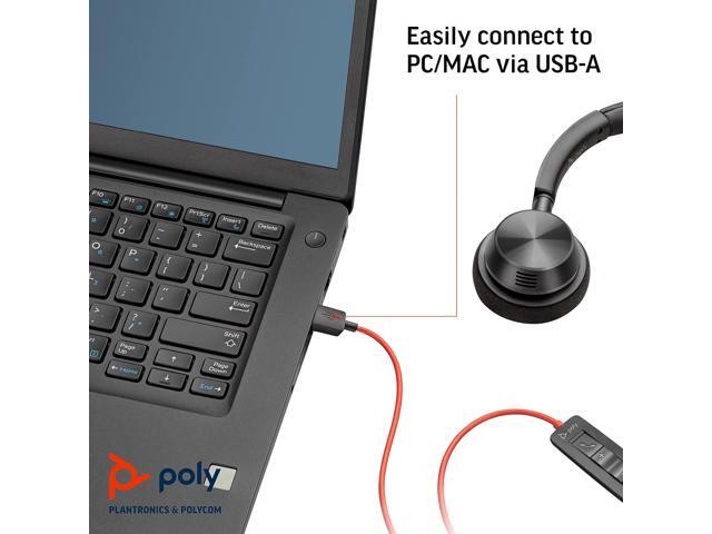 POLY Blackwire 3320 USB-A - Wired, Dual-Ear (Stereo) Headset with Boom Mic - USB-A to Connect to Your PC, Mac or Cell Phone - Works with Teams,...