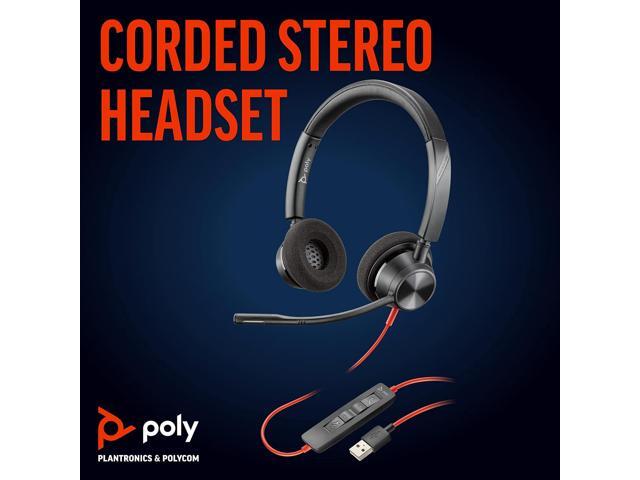 POLY Blackwire 3320 USB-A - Wired, Dual-Ear (Stereo) Headset with Boom Mic - USB-A to Connect to Your PC, Mac or Cell Phone - Works with Teams,...