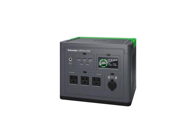 APC Schneider OffGrid Portable Power Station 500 - 120V - 517Wh Lithium-ion - LCD, -3 NEMA - Sinewave - 3 USB-A, 2 USB-C, Wireless Charger PPS500